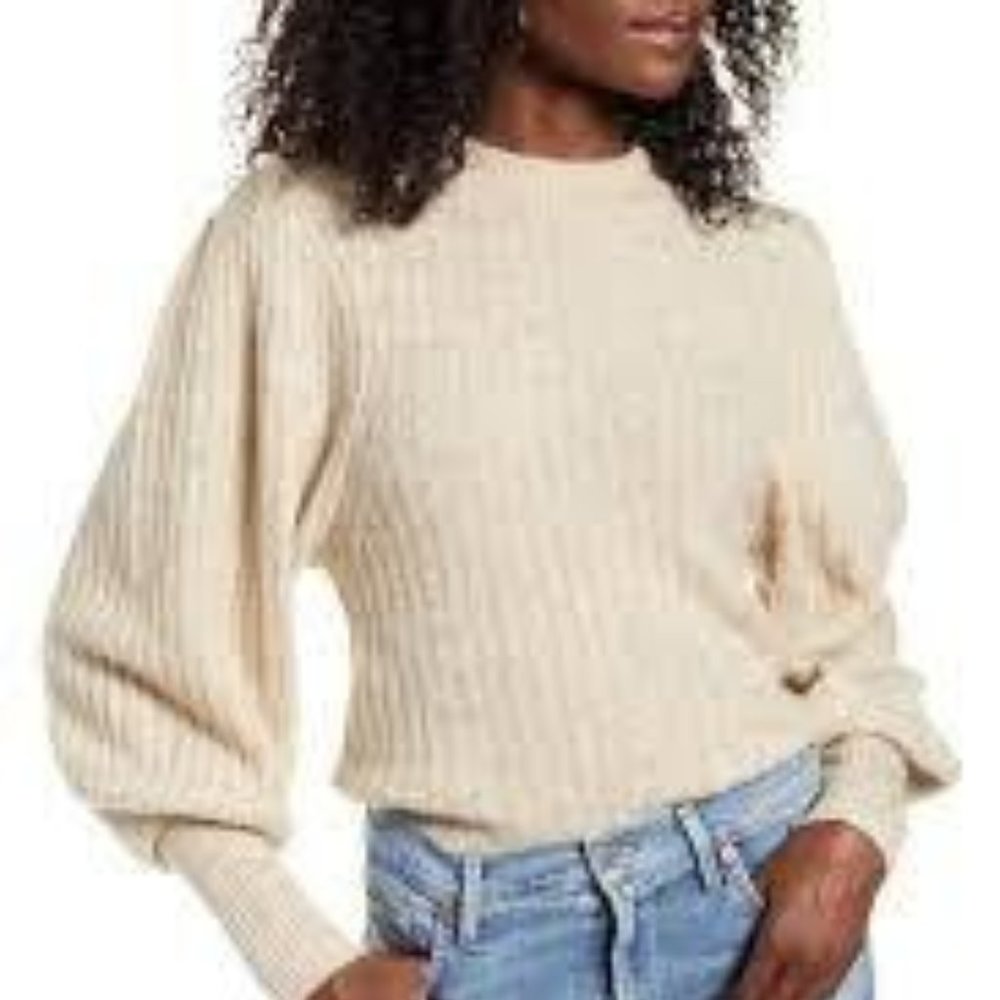 Leith Juliet Sleeve Sweater Oatmeal Heather XS
